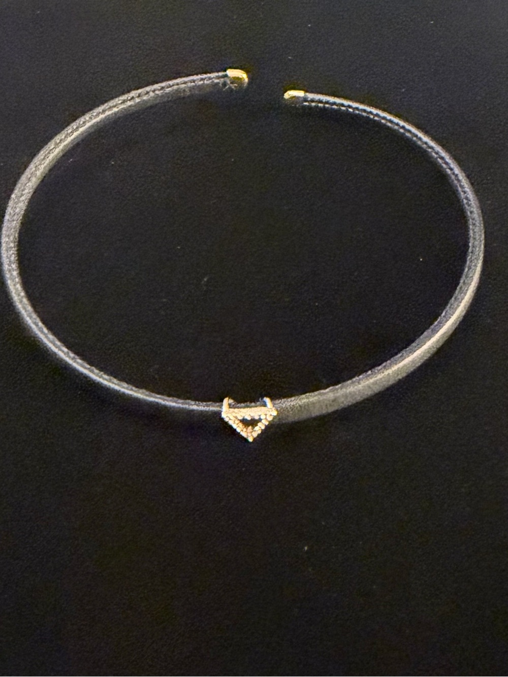 Gold Accent Black Leather Choker Necklace - Women's Jewelry with Earrings